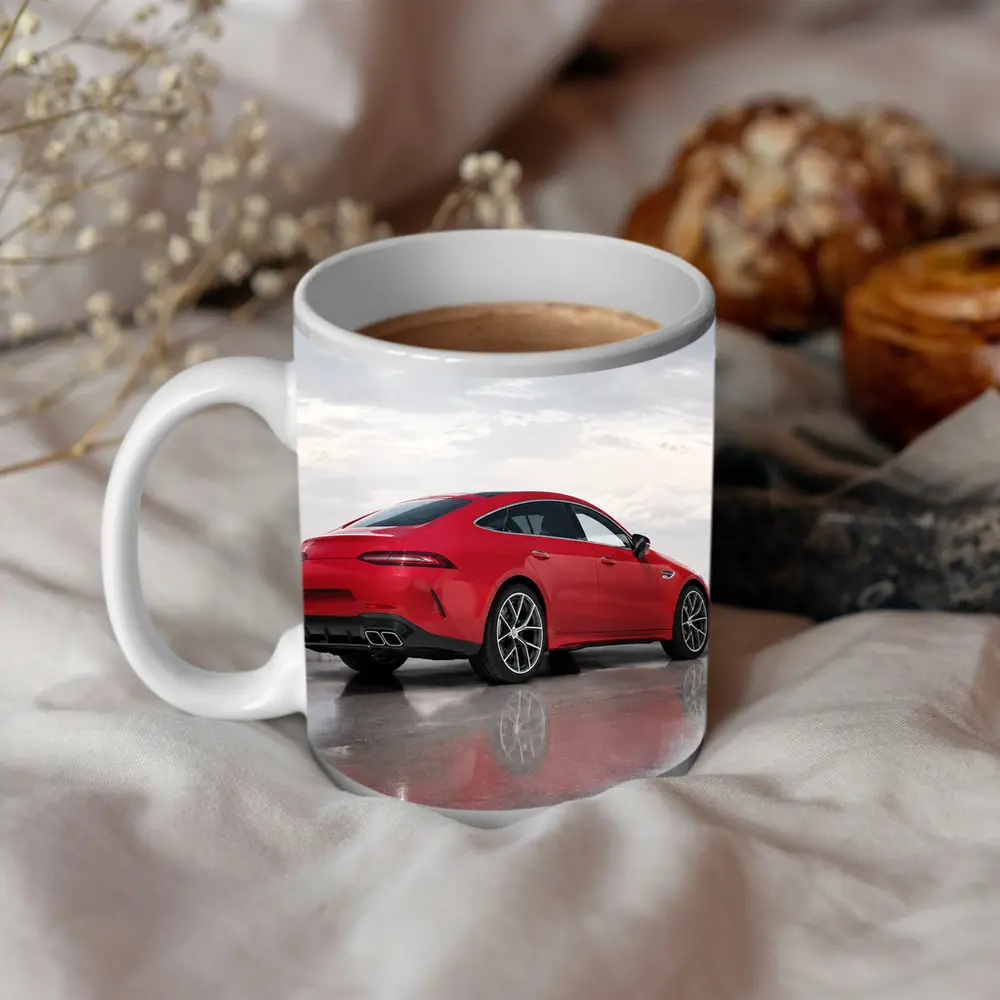 Mercedes AMG GT63 Red Coupe Wet Pavement – Mugs
