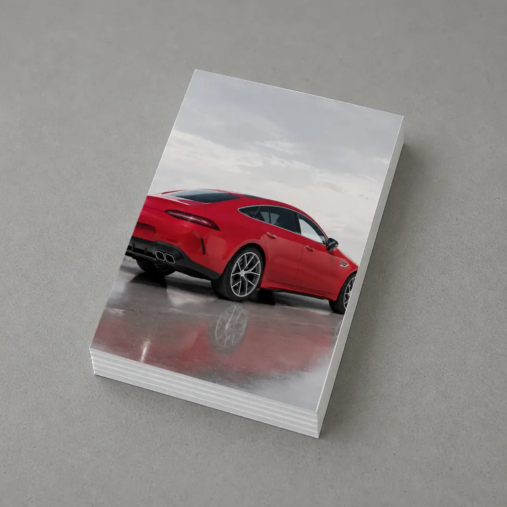 Mercedes AMG GT63 Red Coupe Wet Pavement – Postcards