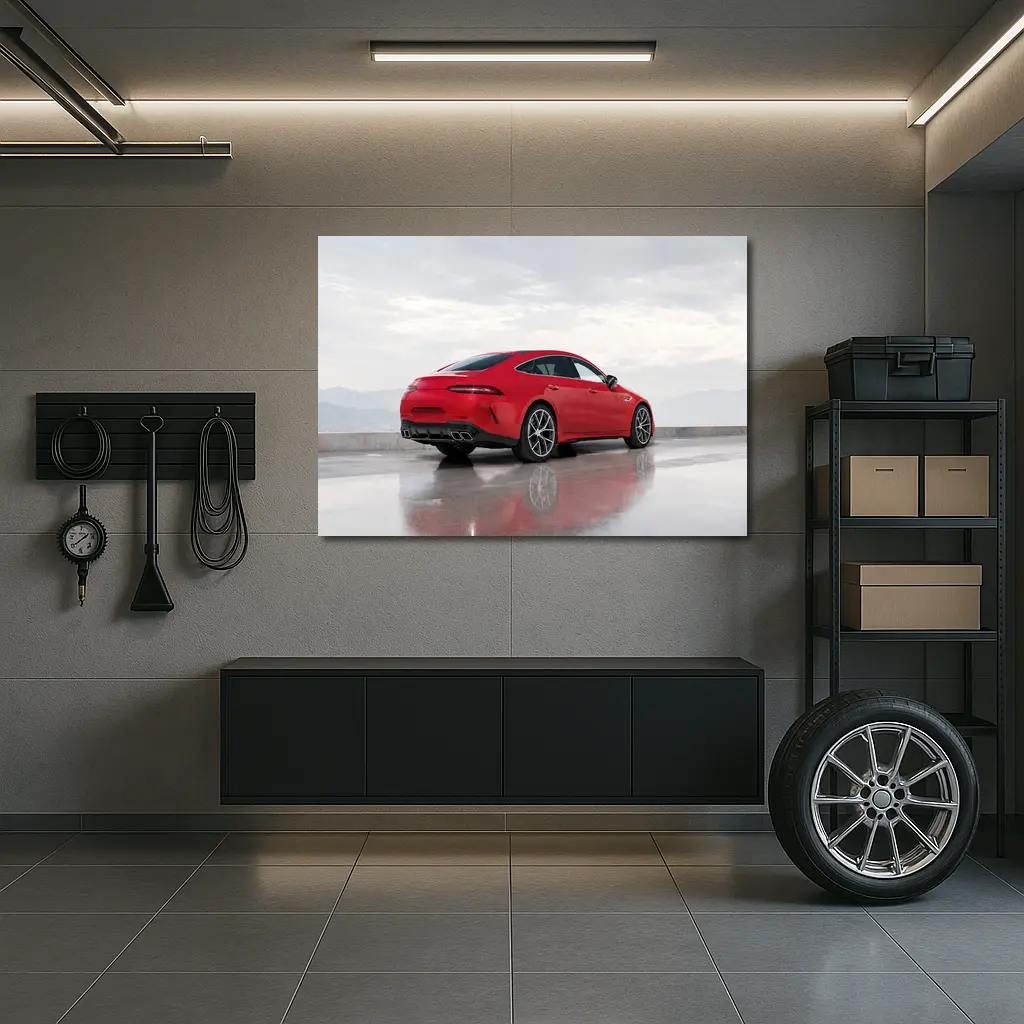 Mercedes AMG GT63 Red Coupe Wet Pavement – Wall Art