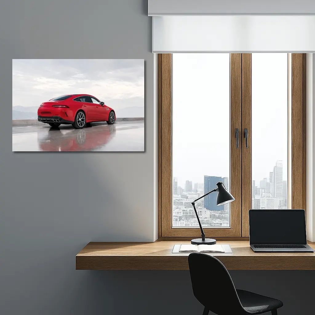 Mercedes AMG GT63 Red Coupe Wet Pavement – Wall Art