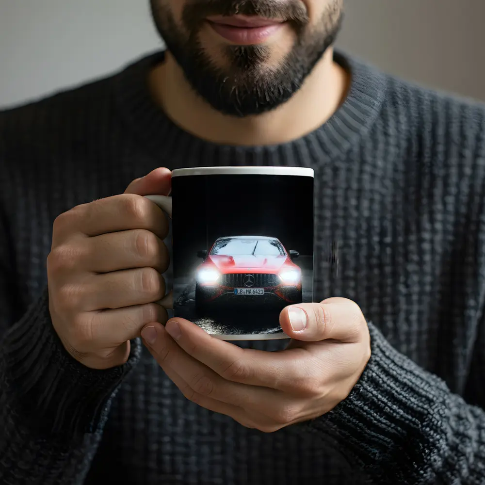Mercedes AMG GT Dark Rainy Night Street – Mugs