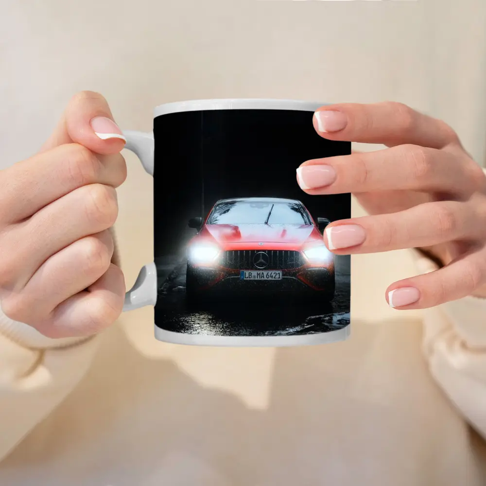 Mercedes AMG GT Dark Rainy Night Street – Mugs