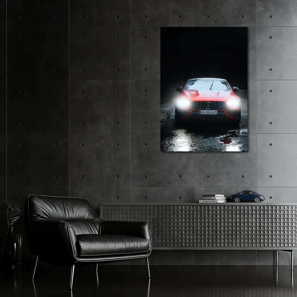 Mercedes AMG GT Dark Rainy Night Street – Wall Art