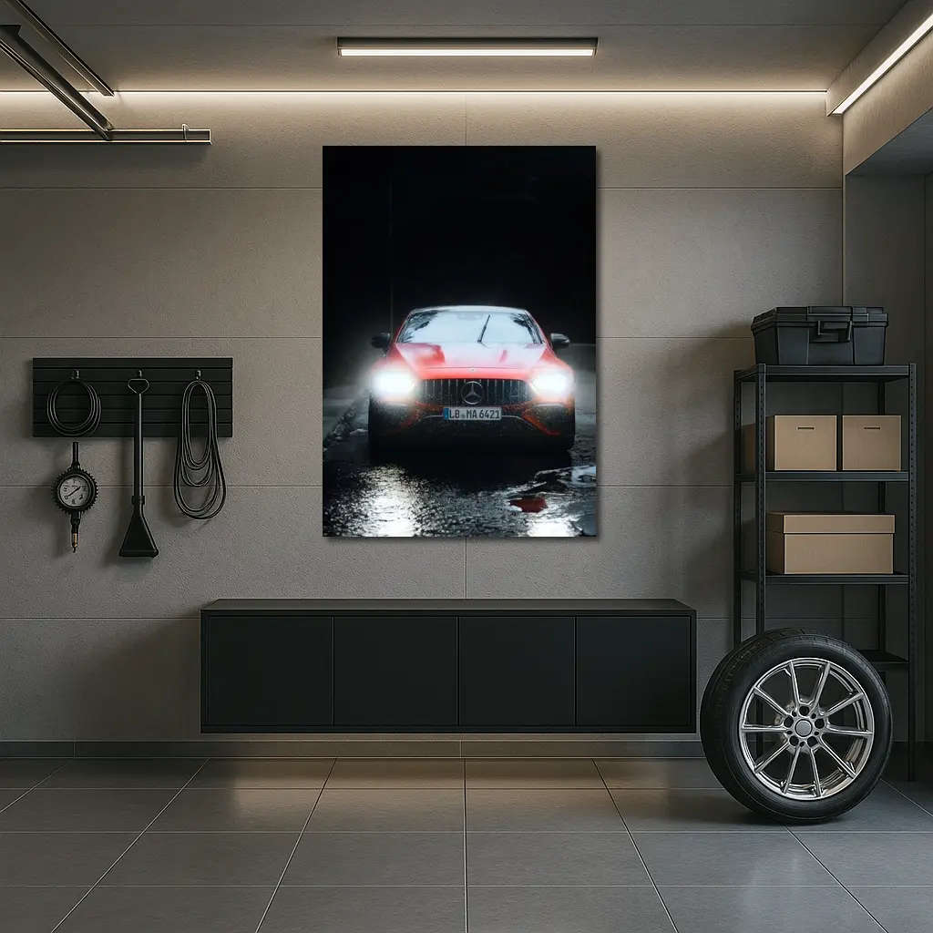 Mercedes AMG GT Dark Rainy Night Street – Wall Art