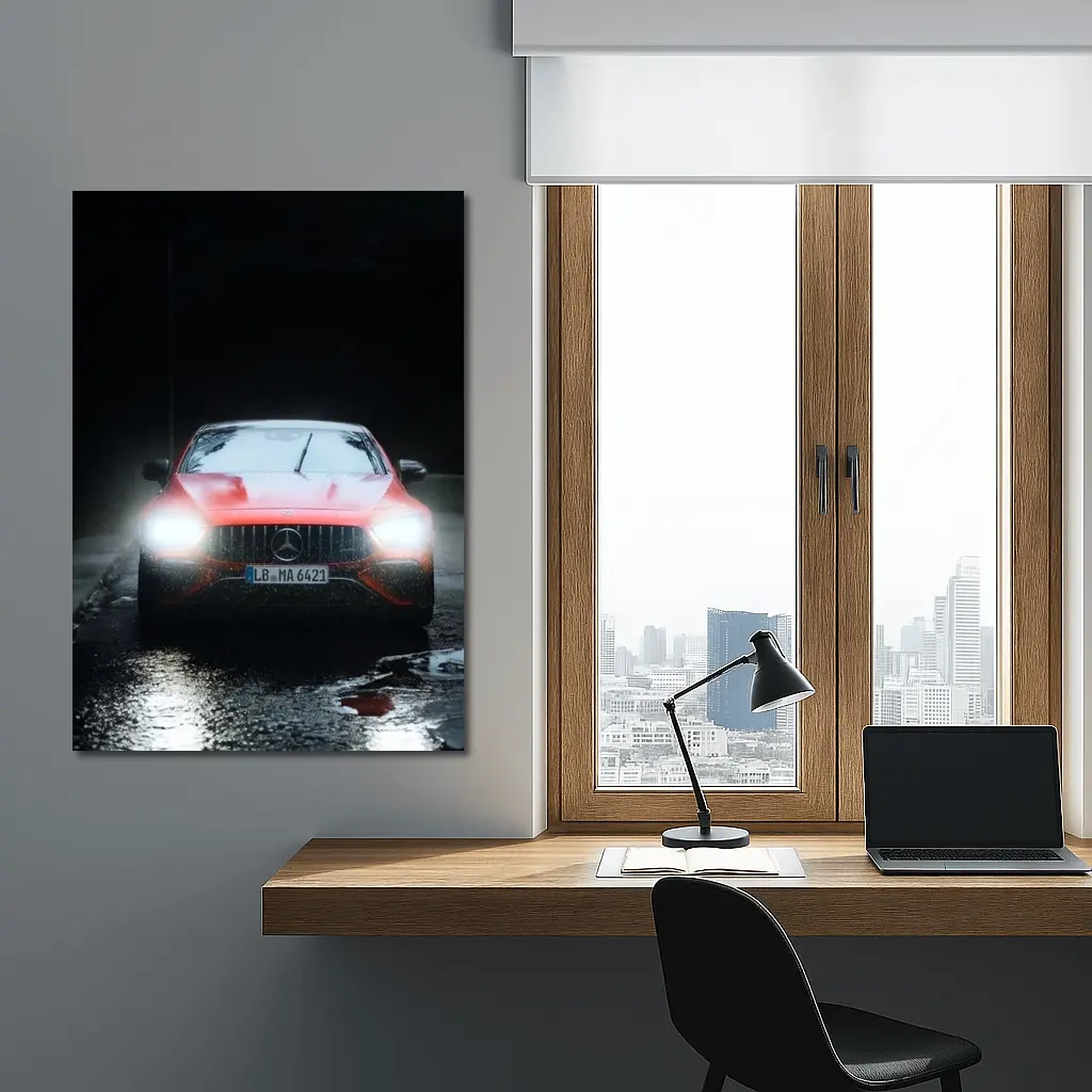 Mercedes AMG GT Dark Rainy Night Street – Wall Art