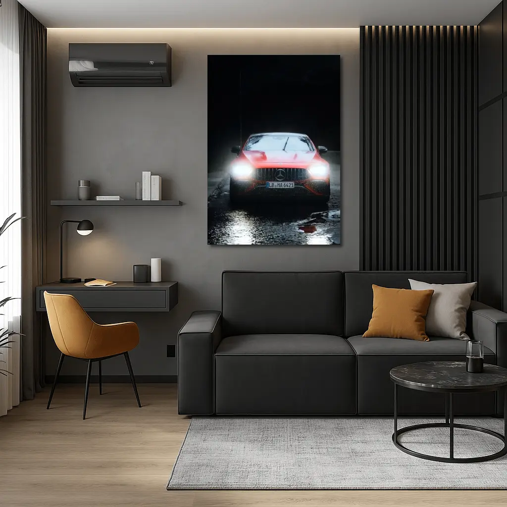 Mercedes AMG GT Dark Rainy Night Street – Wall Art