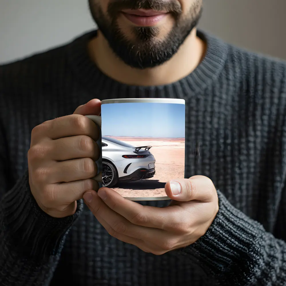 Mercedes AMG GT Desert Landscape Rear View – Mugs