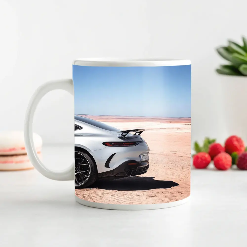 Mercedes AMG GT Desert Landscape Rear View – Mugs