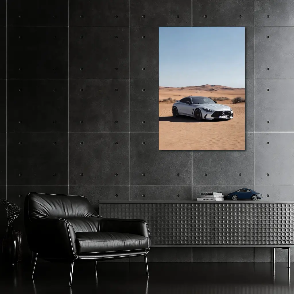 Mercedes AMG GT Silver Desert Sand Dunes – Wall Art