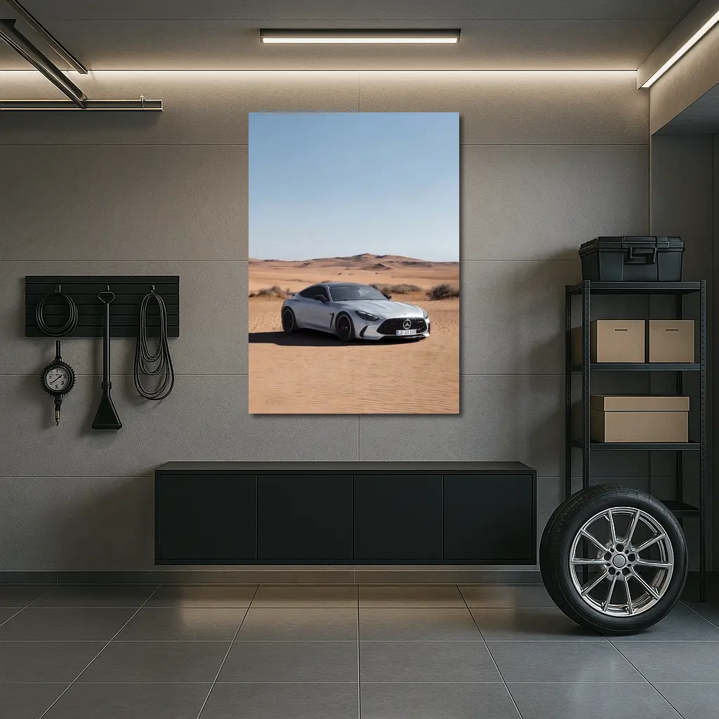 Mercedes AMG GT Silver Desert Sand Dunes – Wall Art