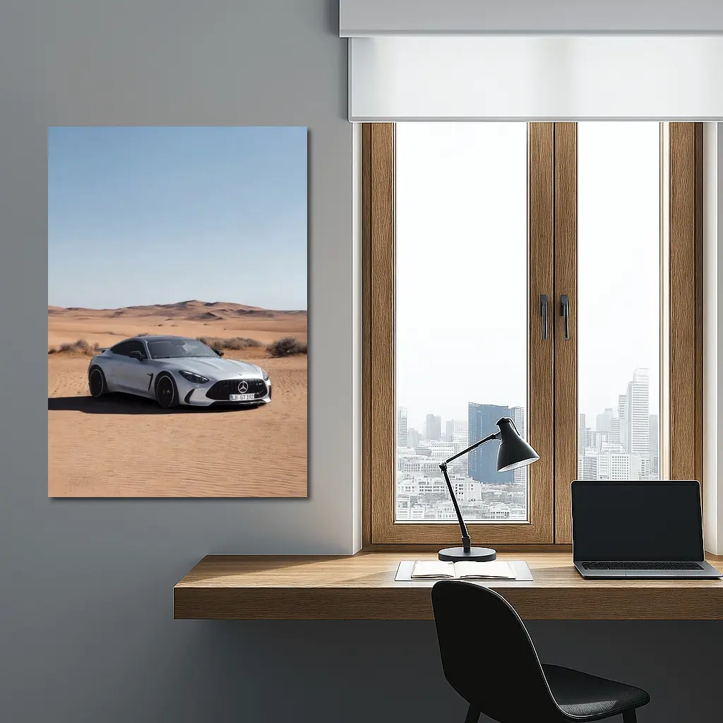 Mercedes AMG GT Silver Desert Sand Dunes – Wall Art
