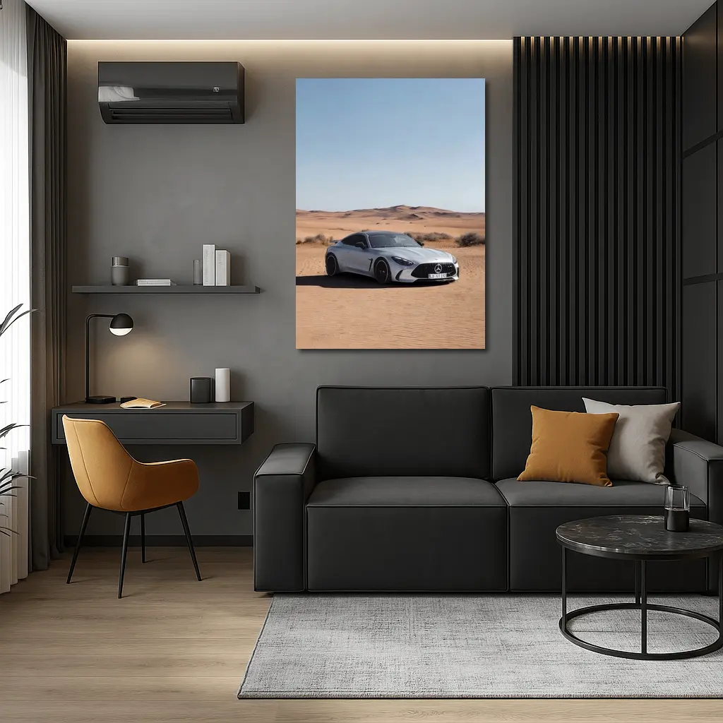 Mercedes AMG GT Silver Desert Sand Dunes – Wall Art