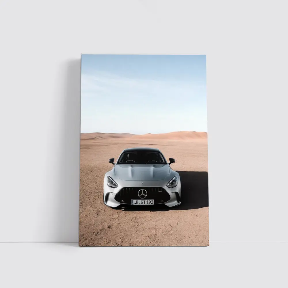 Mercedes AMG GT Silver Desert Front View – Wall Art