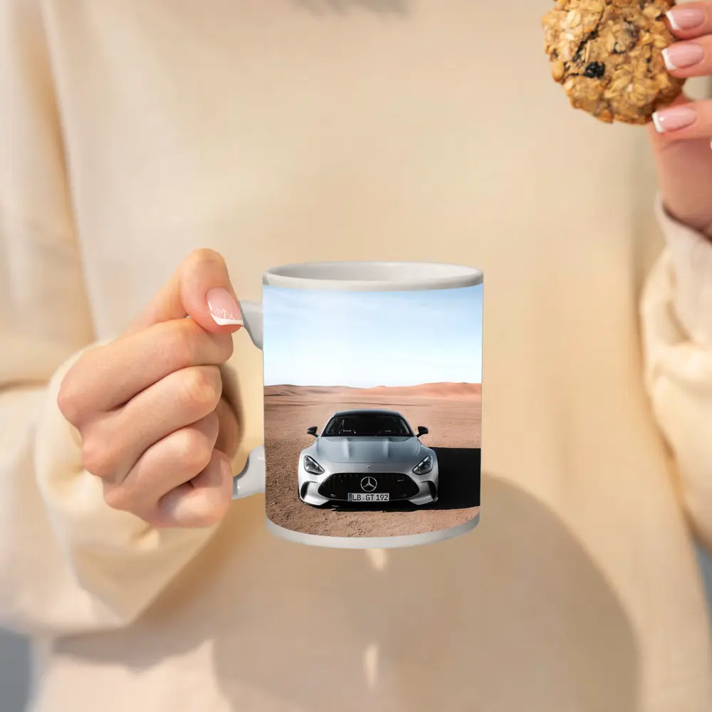 Mercedes AMG GT Silver Desert Front View – Mugs