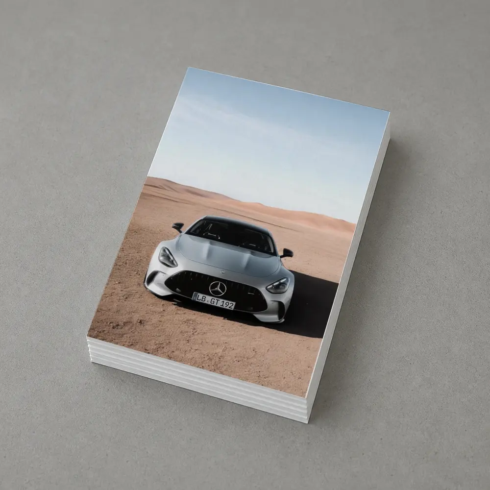 Mercedes AMG GT Silver Desert Front View – Postcards