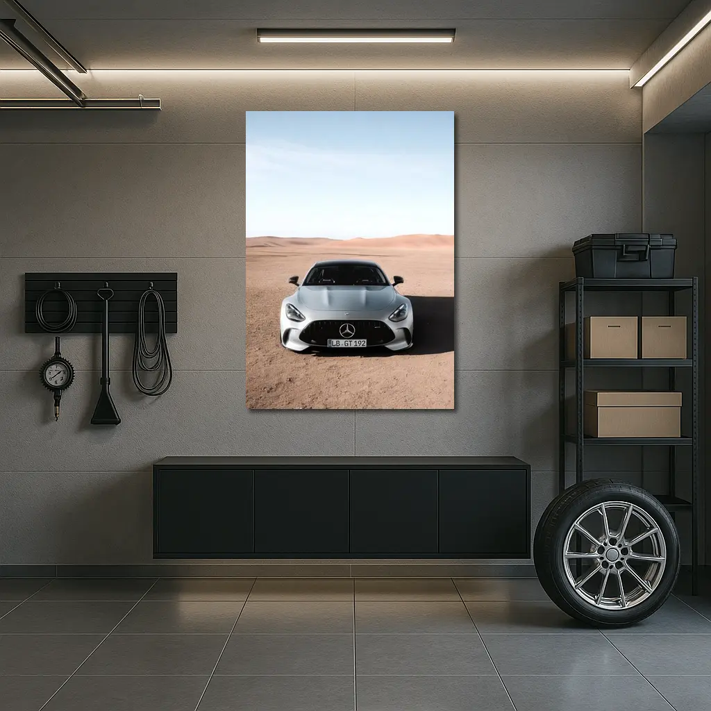Mercedes AMG GT Silver Desert Front View – Wall Art