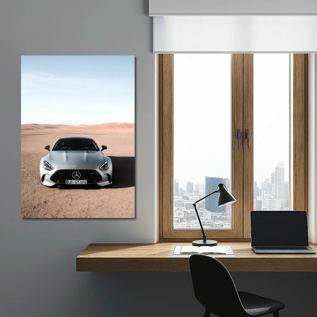 Mercedes AMG GT Silver Desert Front View – Wall Art