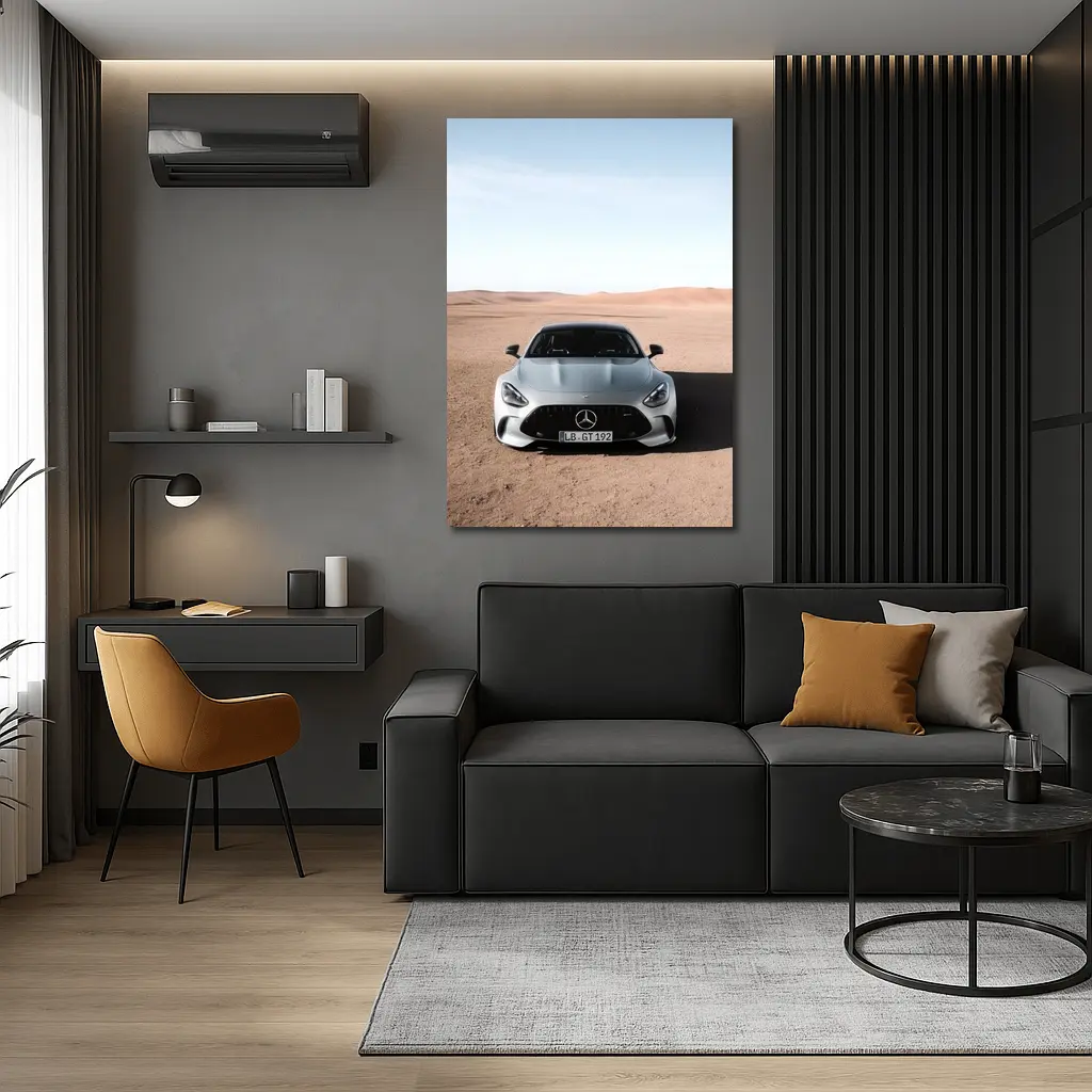 Mercedes AMG GT Silver Desert Front View – Wall Art