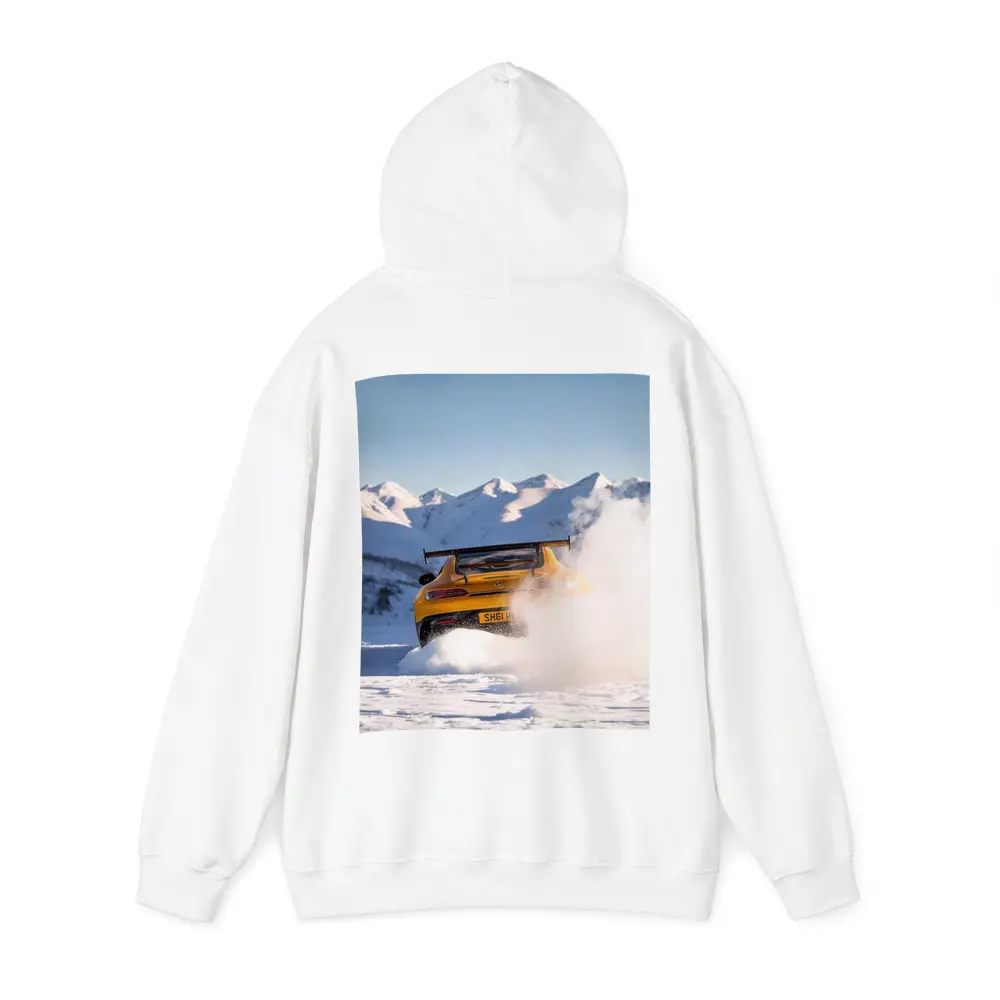 Mercedes AMG GT Drifting Snowy Mountain Landscape – Hoodies