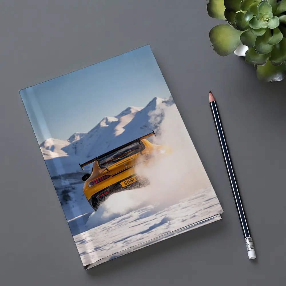 Mercedes AMG GT Drifting Snowy Mountain Landscape – Notebooks