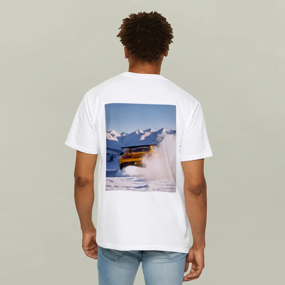 Mercedes AMG GT Drifting Snowy Mountain Landscape – T-Shirts