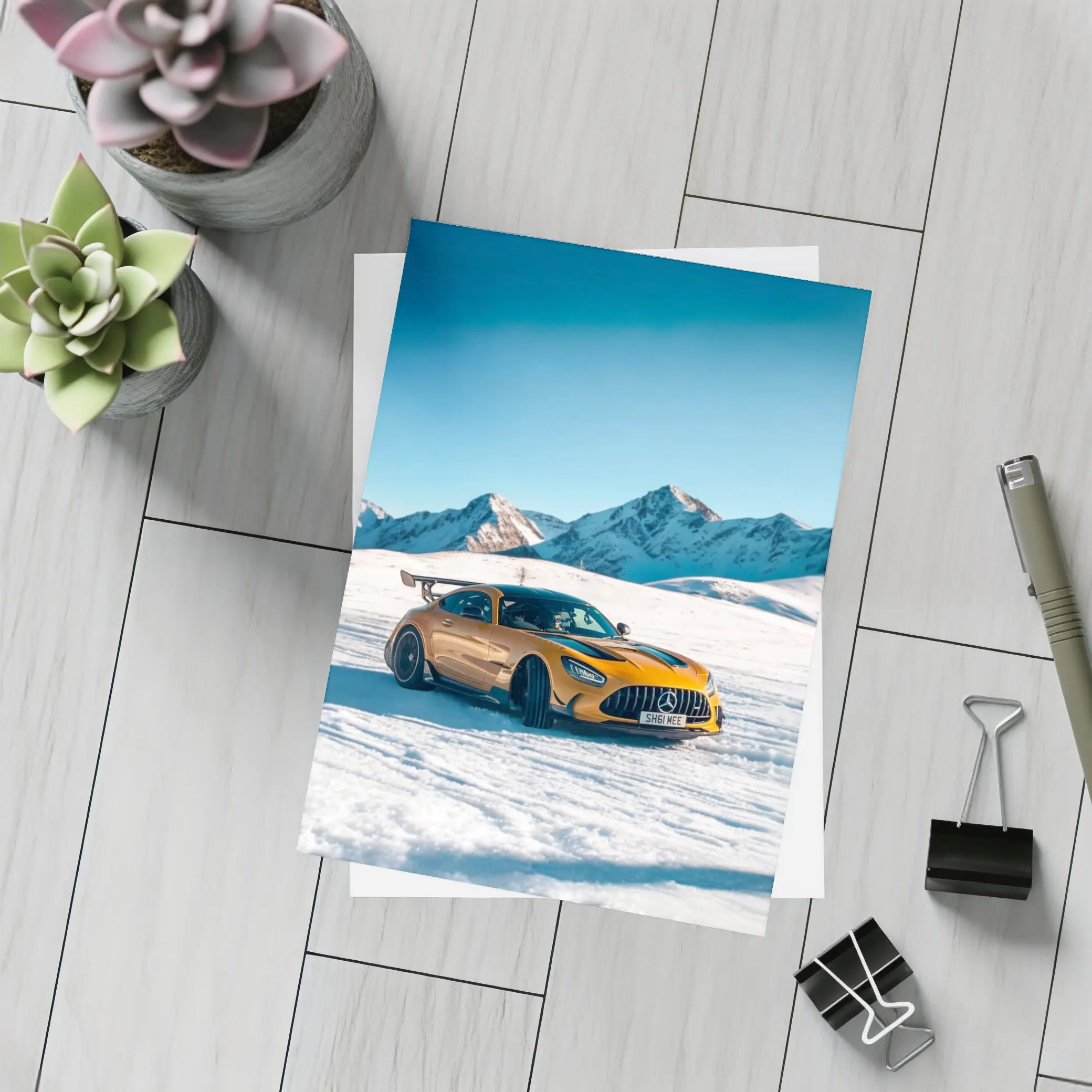 Mercedes AMG GT Black Snow Mountains – Postcards
