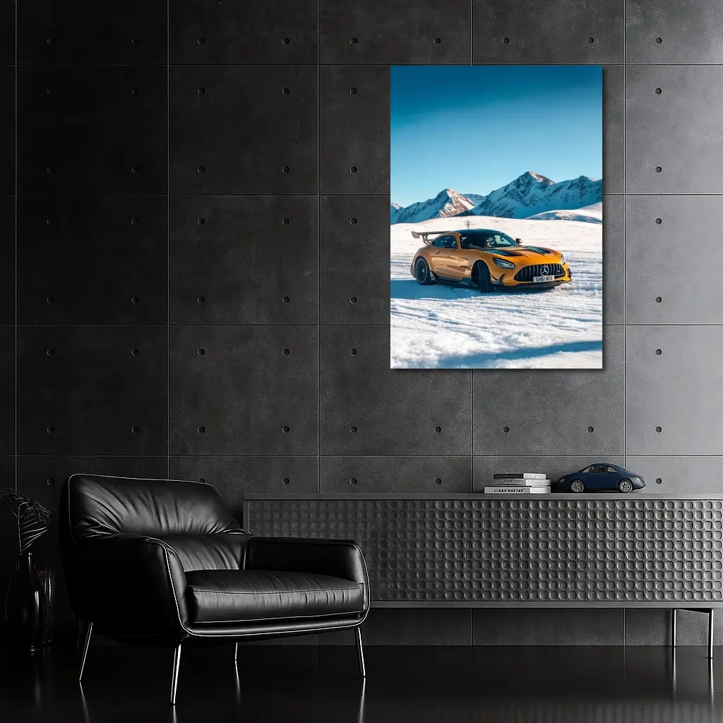 Mercedes AMG GT Black Snow Mountains – Wall Art