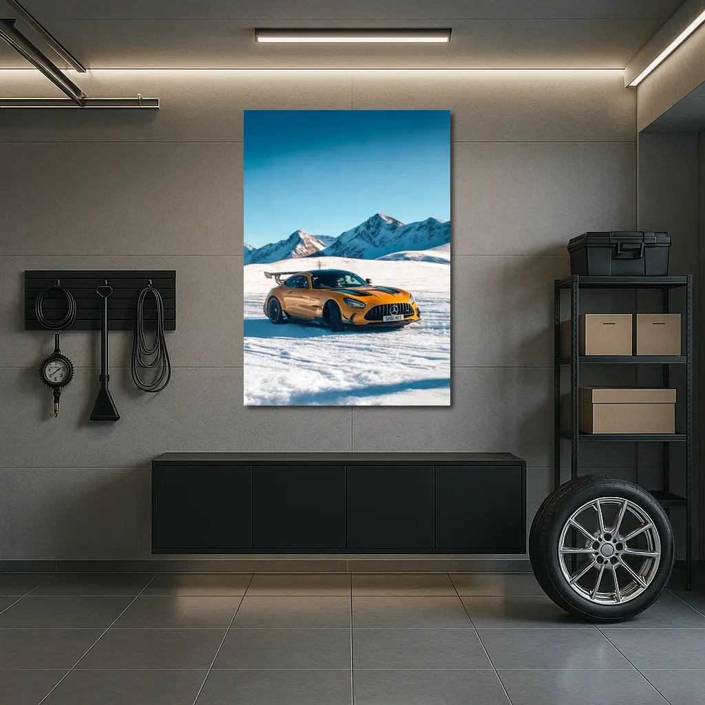Mercedes AMG GT Black Snow Mountains – Wall Art
