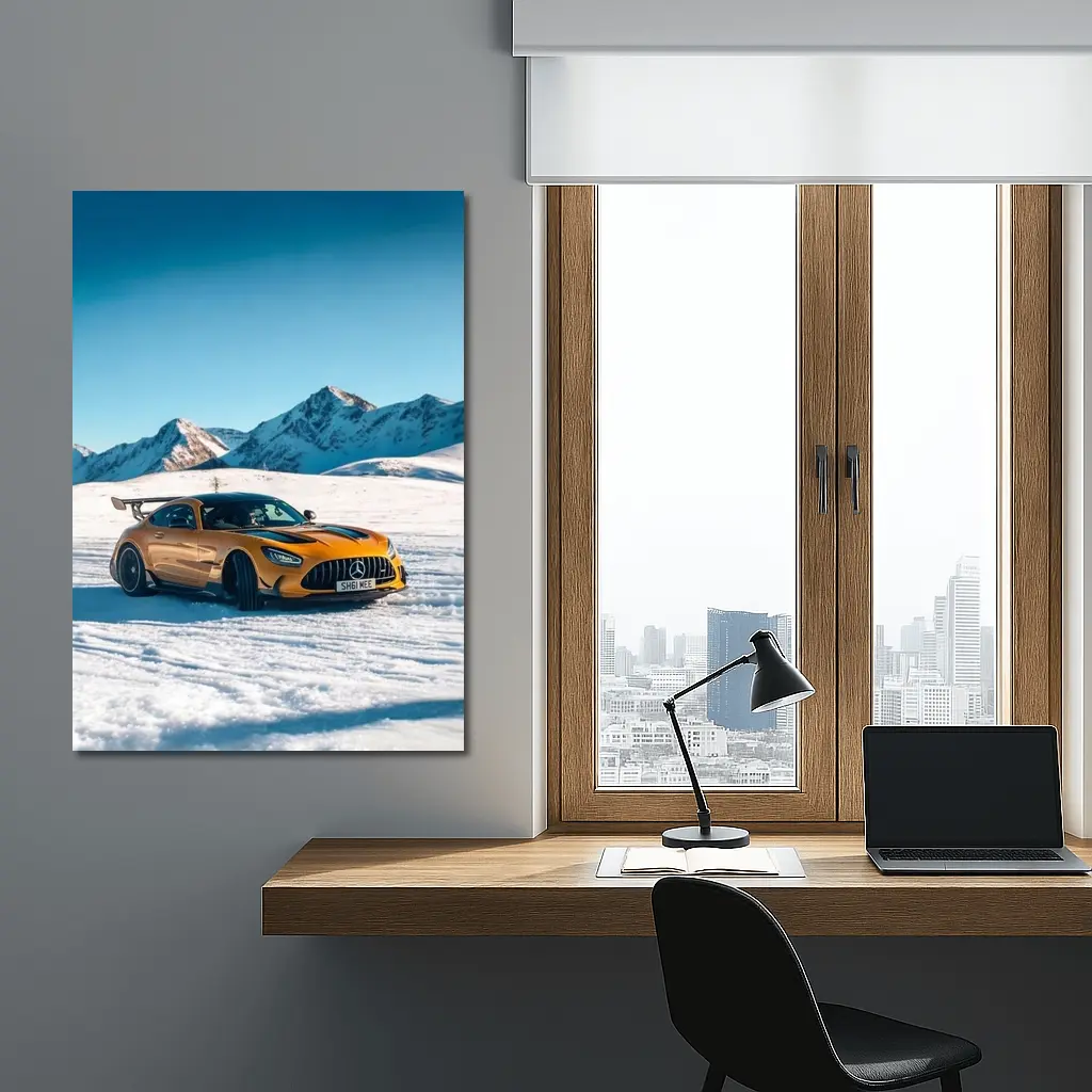 Mercedes AMG GT Black Snow Mountains – Wall Art