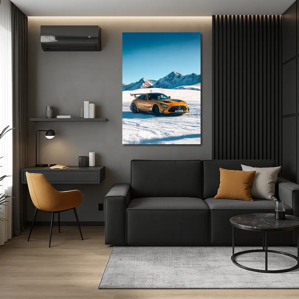 Mercedes AMG GT Black Snow Mountains – Wall Art