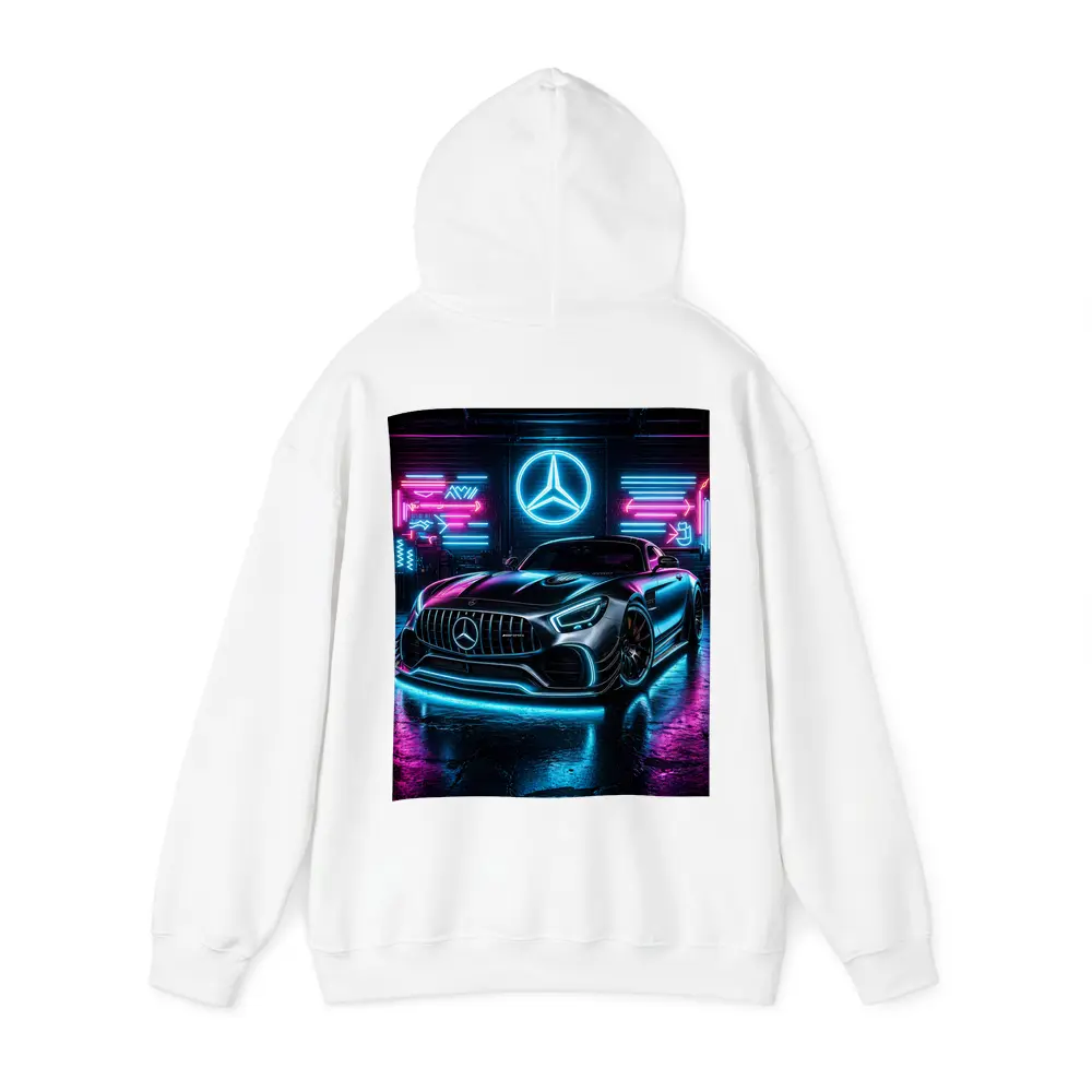 Mercedes AMG GT Neon Garage Dark Background – Hoodies
