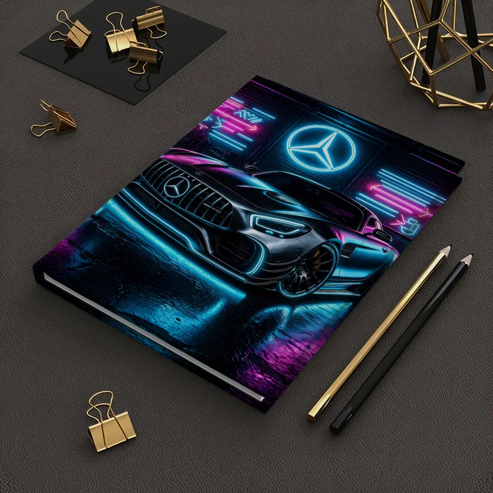 Mercedes AMG GT Neon Garage Dark Background – Notebooks