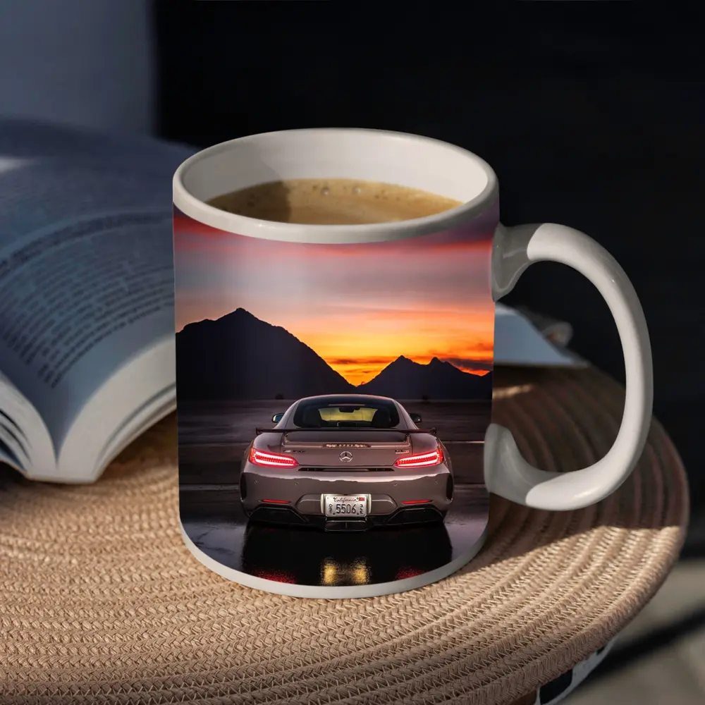 Mercedes AMG GT R Sunset Mountains Rear – Mugs
