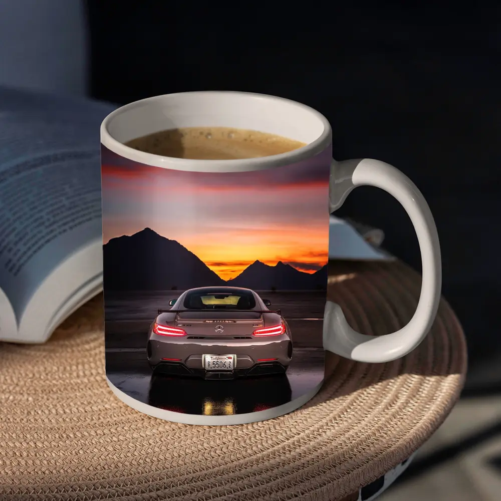 Mercedes AMG GT R Sunset Mountains Rear – Mugs
