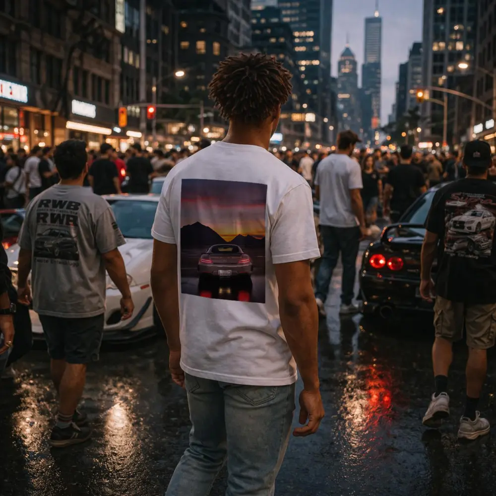 Mercedes AMG GT R Sunset Mountains Rear – T-Shirts