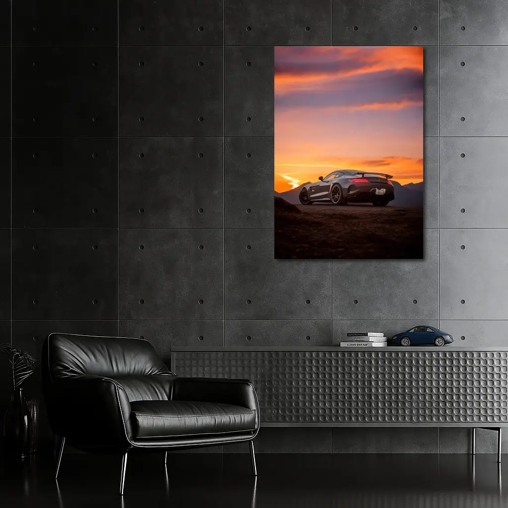 Mercedes AMG GT R Fiery Sunset Sky – Wall Art
