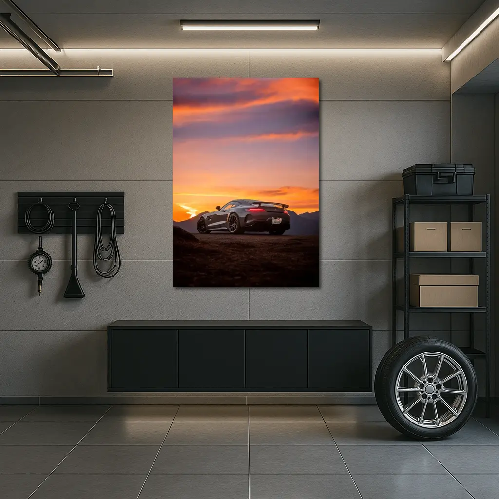 Mercedes AMG GT R Fiery Sunset Sky – Wall Art