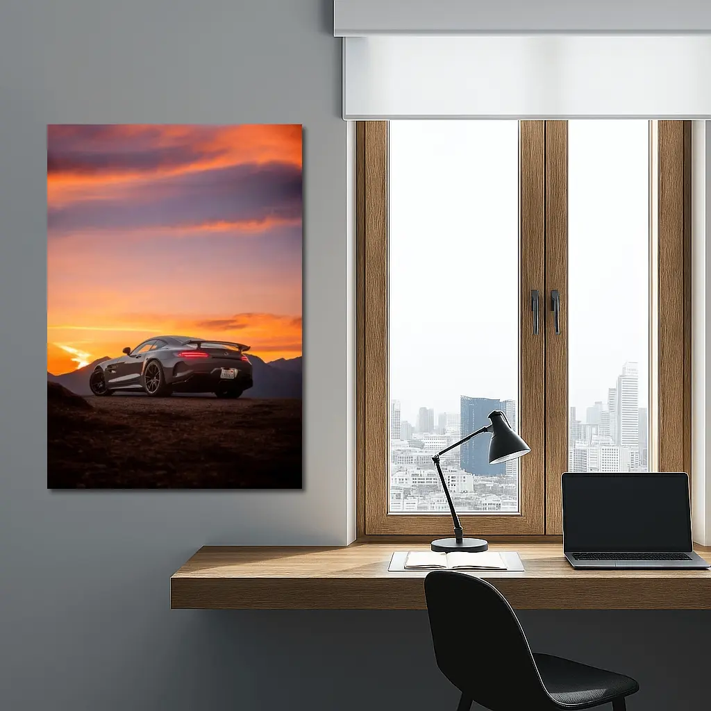 Mercedes AMG GT R Fiery Sunset Sky – Wall Art