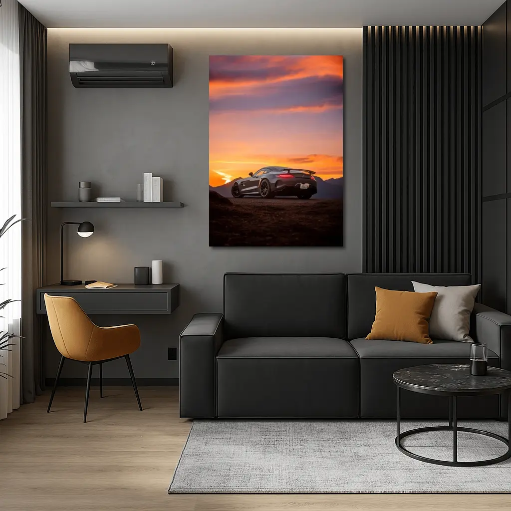 Mercedes AMG GT R Fiery Sunset Sky – Wall Art