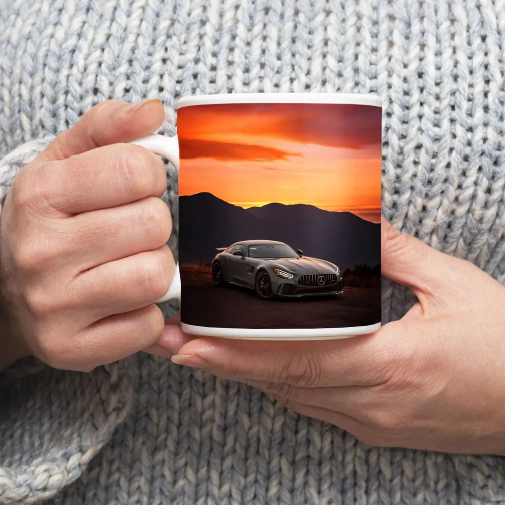 Mercedes AMG GT R Fiery Sunset Mountains – Mugs