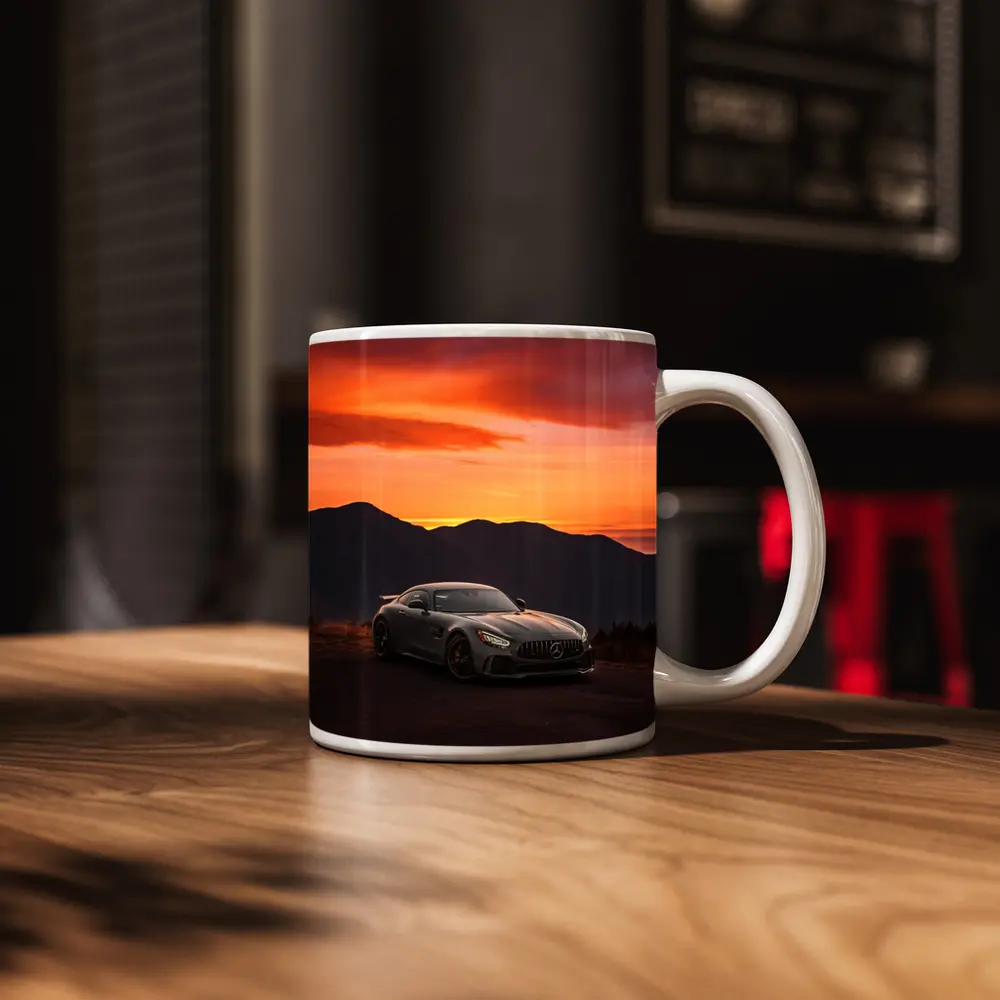 Mercedes AMG GT R Fiery Sunset Mountains – Mugs