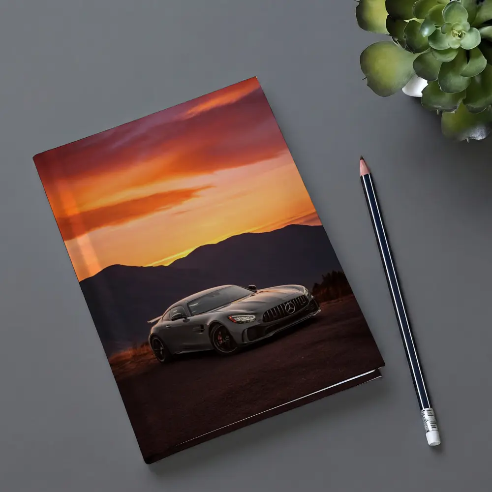 Mercedes AMG GT R Fiery Sunset Mountains – Notebooks