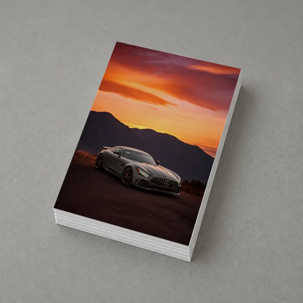 Mercedes AMG GT R Fiery Sunset Mountains – Postcards