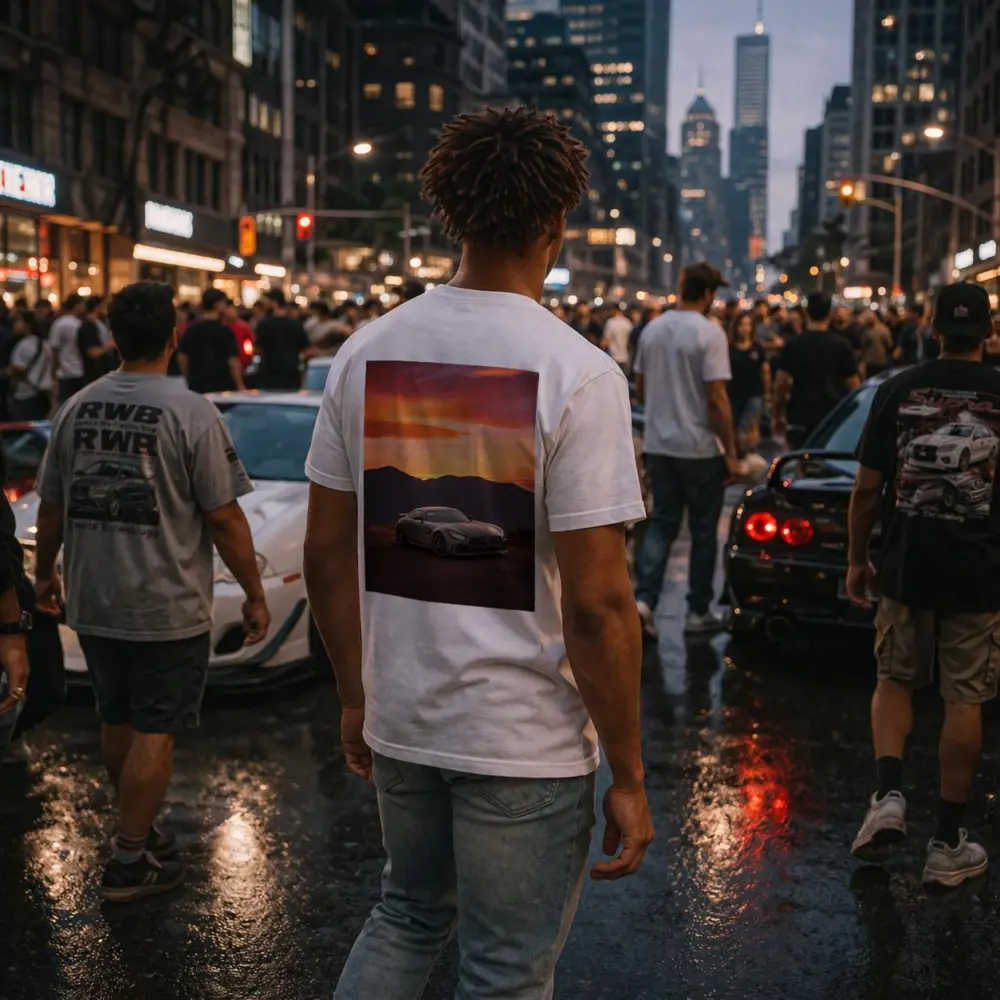 Mercedes AMG GT R Fiery Sunset Mountains – T-Shirts