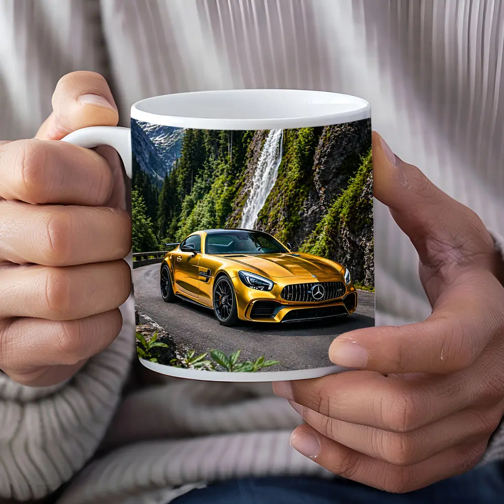 Mercedes AMG GT Gold Mountain Waterfall Road – Mugs