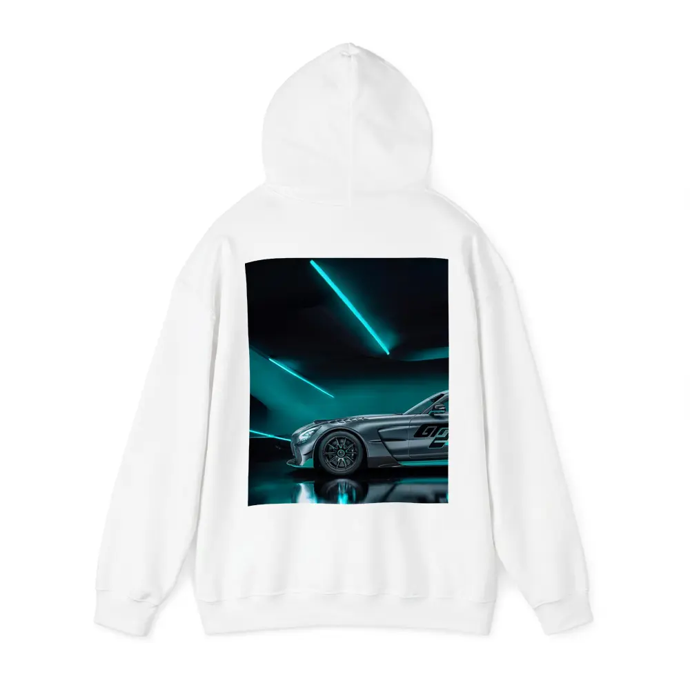 Mercedes AMG GT Neon Teal Garage Night – Hoodies