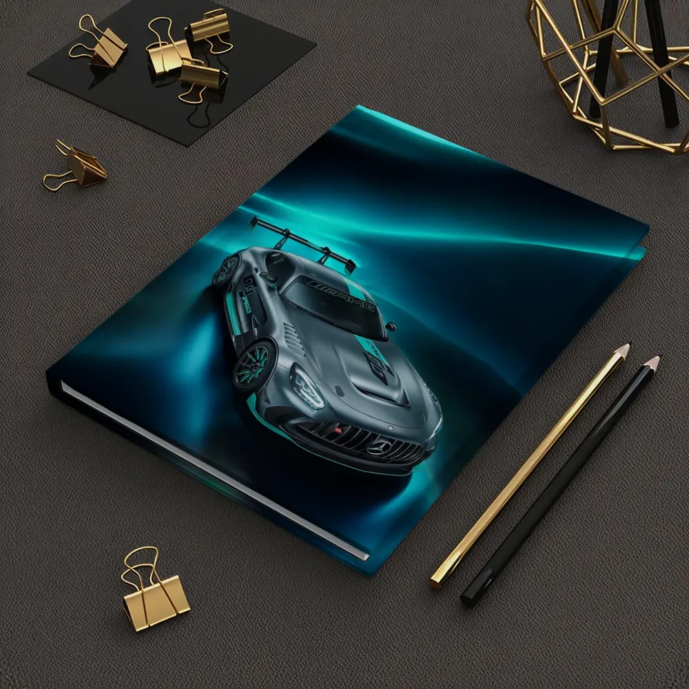 Mercedes AMG GT Neon Teal Glowing Background – Notebooks