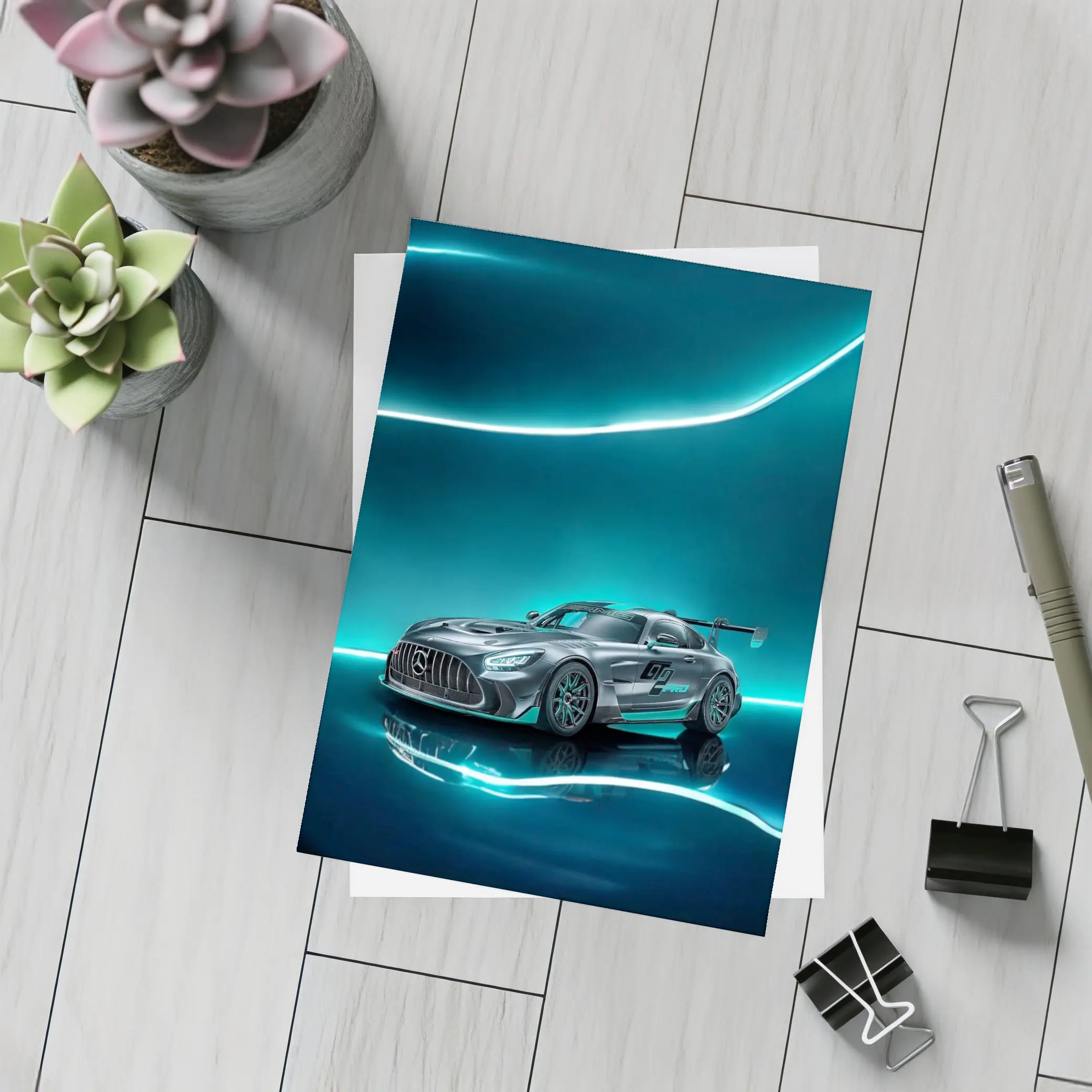 Mercedes AMG GT2 Neon Teal Studio – Postcards