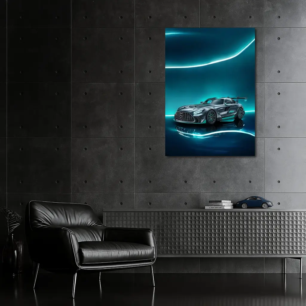Mercedes AMG GT2 Neon Teal Studio – Wall Art