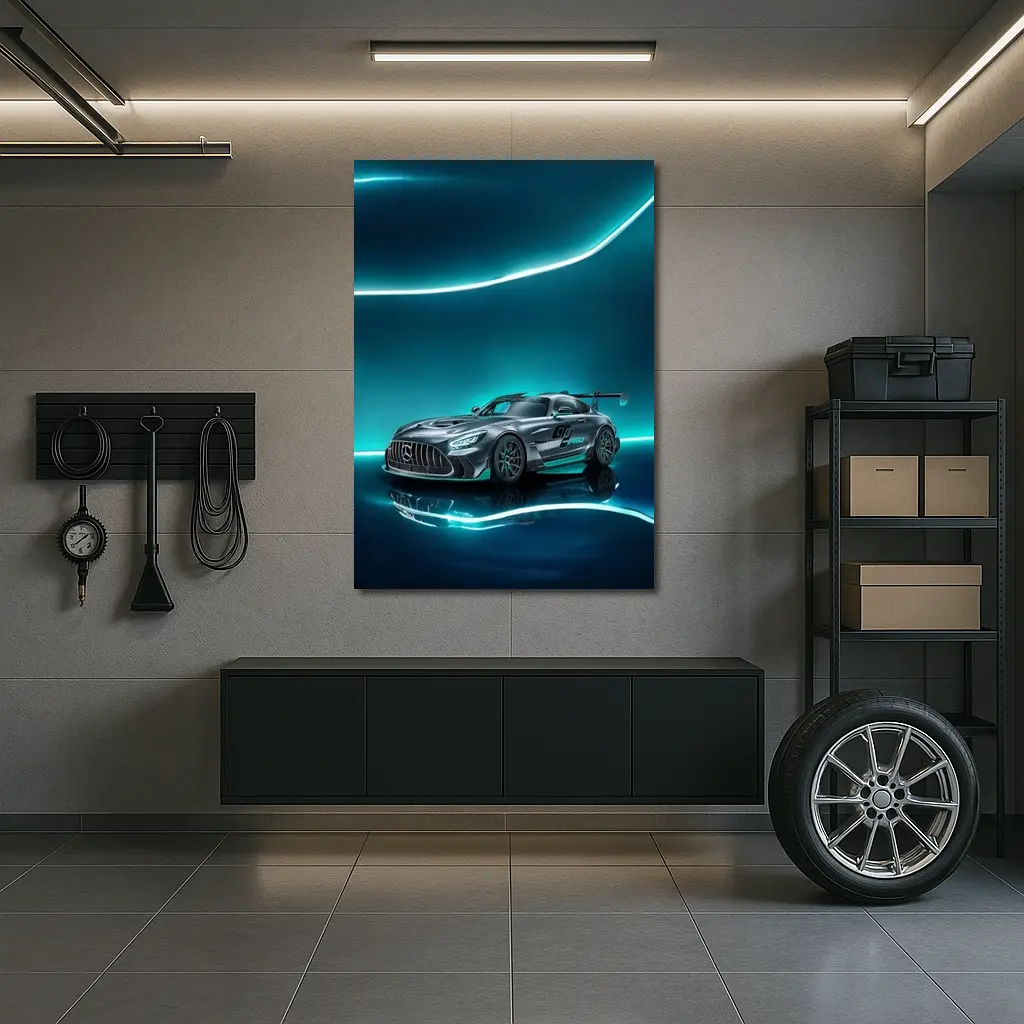 Mercedes AMG GT2 Neon Teal Studio – Wall Art